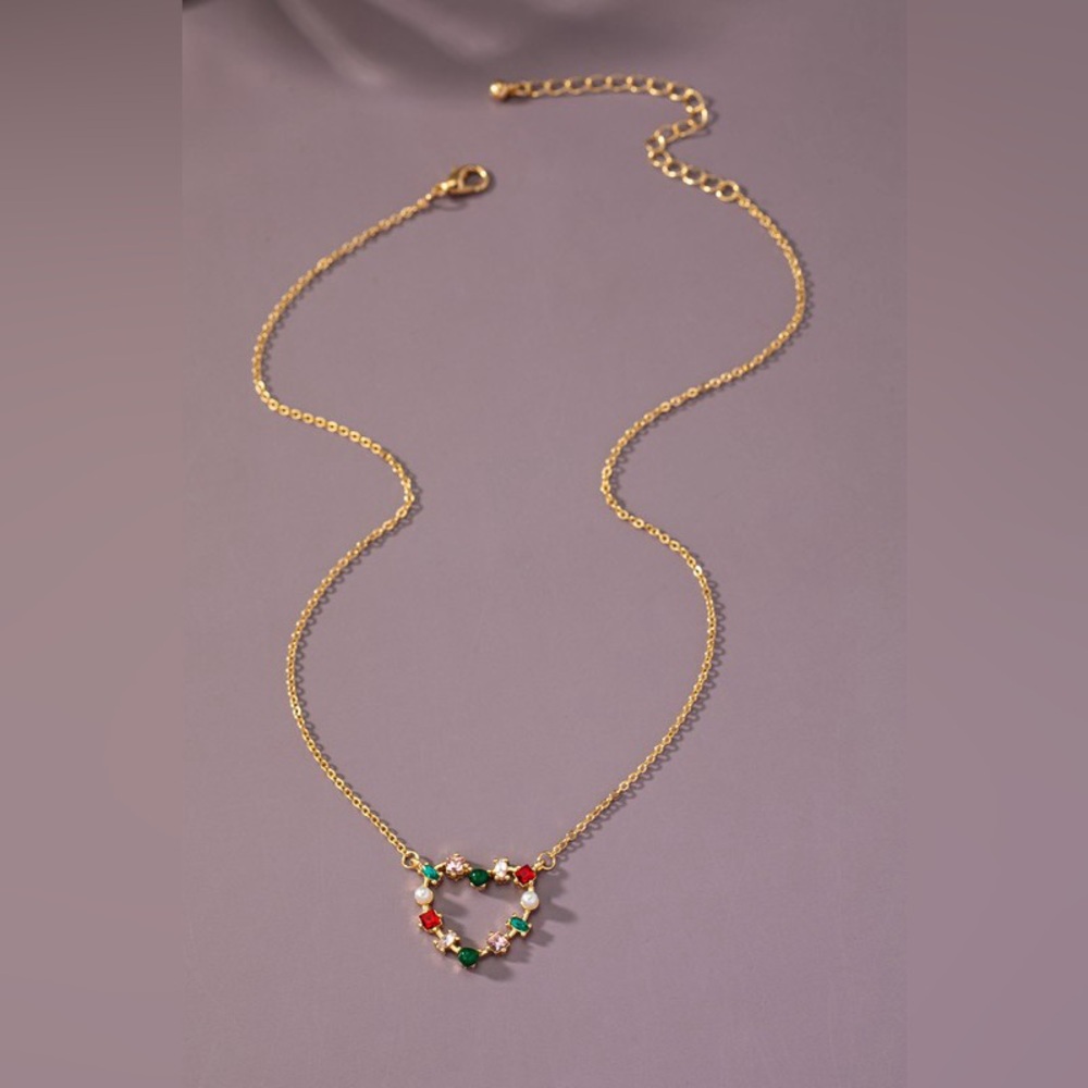 With Love Rhinestone Heart Necklace - Picture 3 of 7